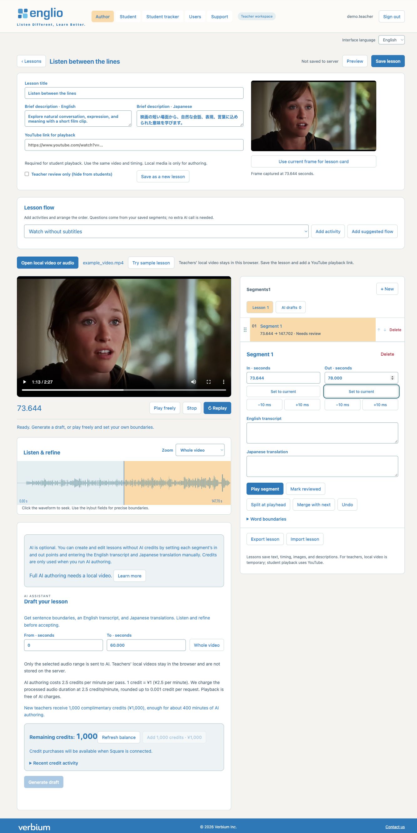 For teachers — Lesson editor
